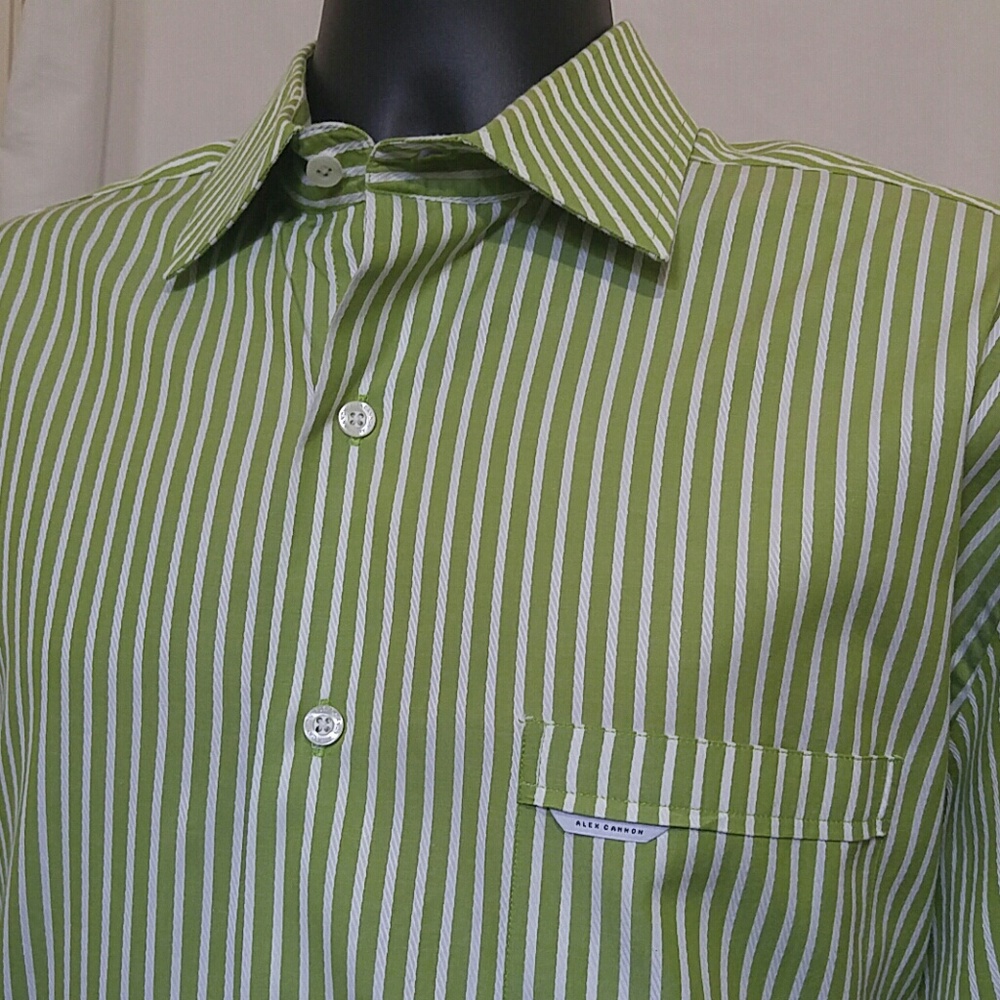 ALEX CANNON Dress Shirt Light Green Size L